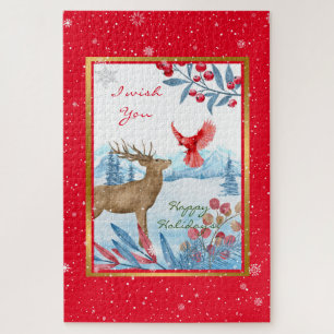 Kardinaal en deer aanpassen legpuzzel