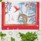 Kardinaal en deer aanpassen theedoek (Gevouwen)