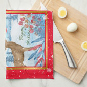 Kardinaal en deer aanpassen theedoek (Quarter Fold)