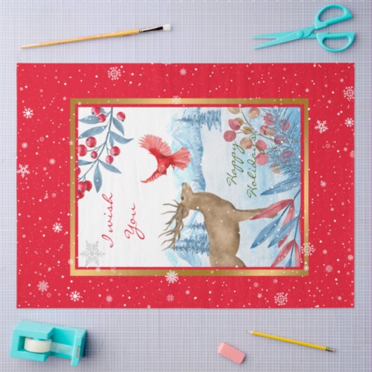 Kardinaal en deer aanpassen tissuepapier (Craft)