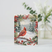 Kardinaal en Holly Holiday Briefkaart (Staand voorkant)