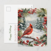 Kardinaal en Holly Holiday Briefkaart (Voorkant / Achterkant)