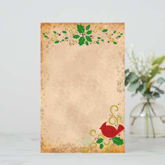 Kardinaal- en hulstpapierwaren briefpapier (Staand voorkant)