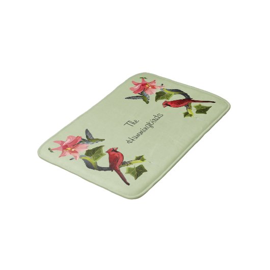 Kardinaal en Hummingbird met Roze Lily en Ivy Badmat (Gekanteld)