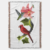 Kardinaal en Hummingbird met Roze Lily en Ivy Deken (Voorkant Verticaal)
