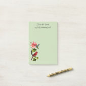 Kardinaal en Hummingbird met Roze Lily en Ivy Post-it® Notes (Op bureau)