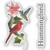Kardinaal- en Hummingbird Roze Lily Custom Text Sticker (Voorkant)
