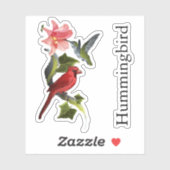 Kardinaal- en Hummingbird Roze Lily Custom Text Sticker (Vel)