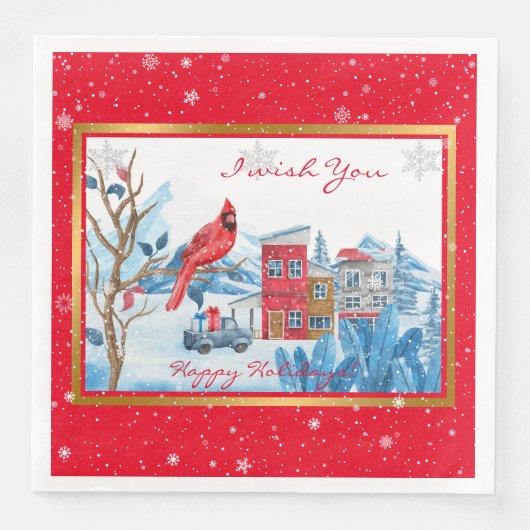 Kardinaal en landschap aanpassen servet (Voorkant)