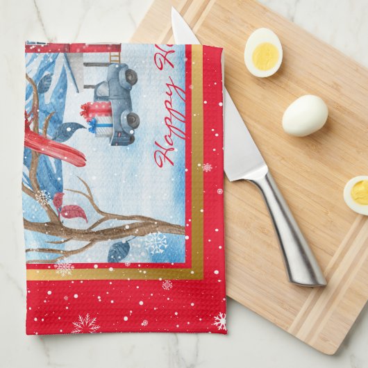 Kardinaal en landschap aanpassen theedoek (Quarter Fold)