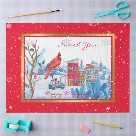 Kardinaal en landschap aanpassen tissuepapier (Craft)