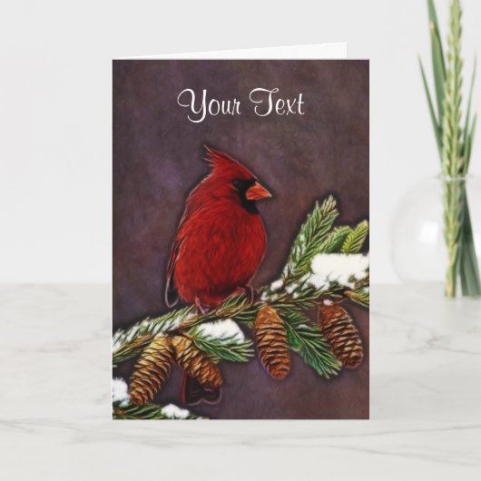 Kardinaal en Pinecones Feestdagen Kaart (Voorkant)