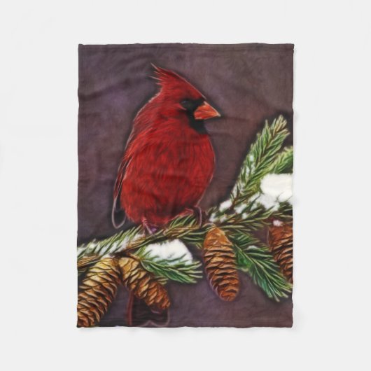 Kardinaal en Pinecones Fleece Deken (Voorkant)