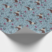 Kardinaal en rendier kerstinpakpapier cadeaupapier (Hoek)
