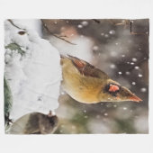 Kardinaal en Sparrow in de sneeuw Fleece Deken (Voorkant (Horizontaal))