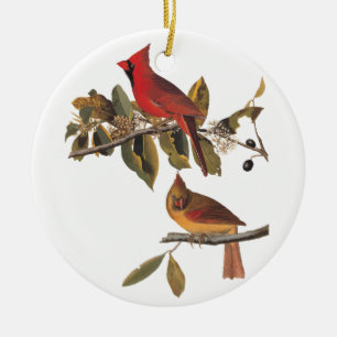 Kardinaal Grosbeak Vogels  Audubon Boekplaat Keramisch Ornament