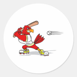 Kardinaal honkbalspeler ronde sticker