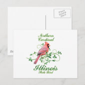 Kardinaal Illinois State Bird Briefkaart (Voorkant / Achterkant)