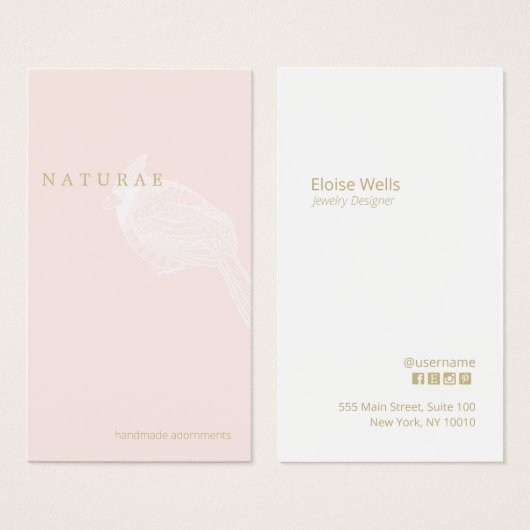 Kardinaal illustratie minimalistisch roze visitekaartje (Voorkant /achterkant)