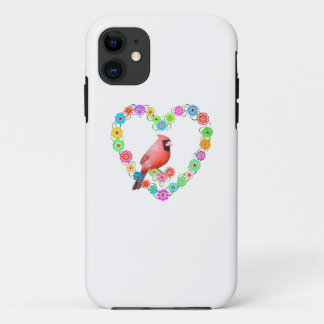 Kardinaal in bloemhart iPhone 11 hoesje
