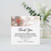 Kardinaal in de boom SQUARE Funeral Hartelijk dank Bedankkaart (Staand voorkant)