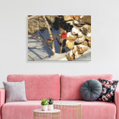 Kardinaal in de sneeuw canvas afdruk (Insitu (Woonkamer))