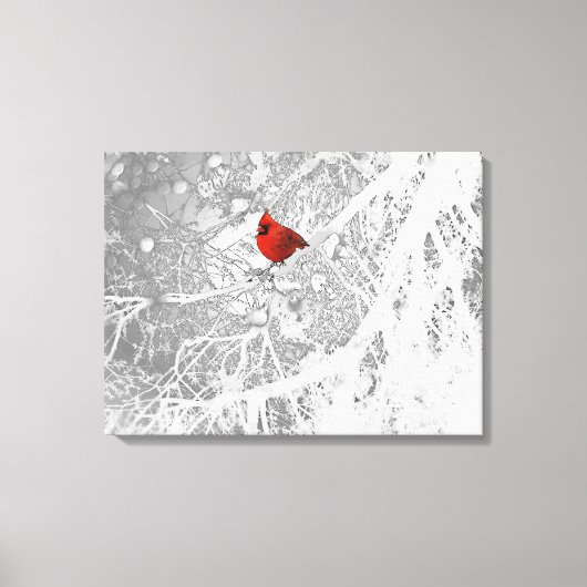 Kardinaal in de winter canvas afdruk (Voorkant)