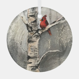 Kardinaal in de winter glas ornament