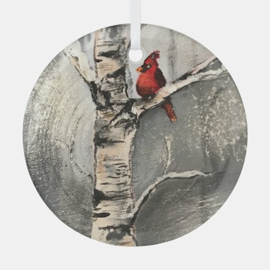 Kardinaal in de winter glas ornament (Voorkant)