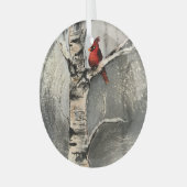 Kardinaal in de winter glas ornament (Voorkant links)