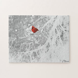 Kardinaal in de winter legpuzzel