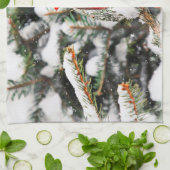 Kardinaal in een dennenboom theedoek (Gevouwen)