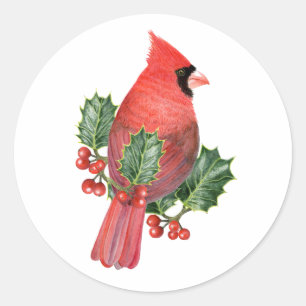 Kardinaal in het Holly Kerst sticker