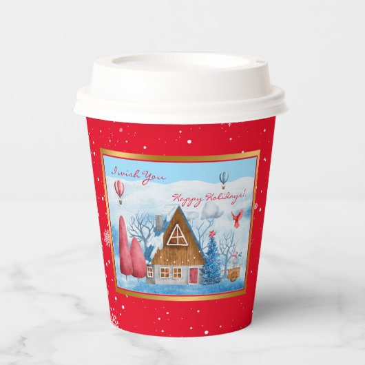 Kardinaal in landschap aanpassen papieren bekers (Voorkant)