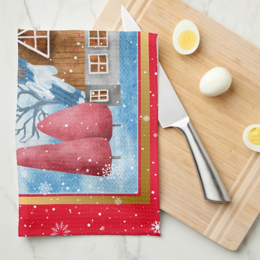 Kardinaal in landschap aanpassen theedoek (Quarter Fold)