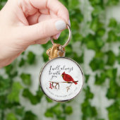 Kardinaal kerstherdenking op sneeuw sleutelhanger (Hand)