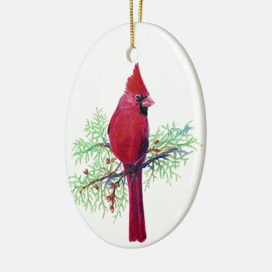 Kardinaal kerstversiering keramisch ornament (Links)