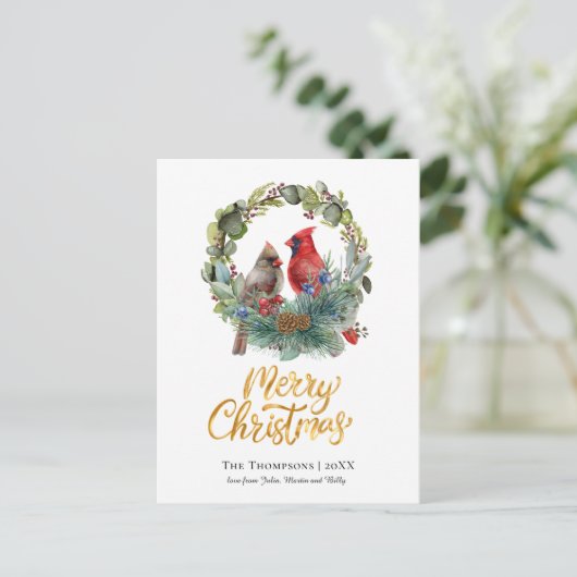 Kardinaal Krans Vrolijk Kerstfeest Feestdagenkaart (Staand voorkant)