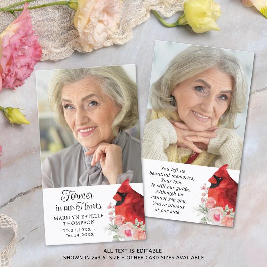 Kardinaal Memorial 2 foto's Roze Bloemen Gebed Kaa Visitekaartje