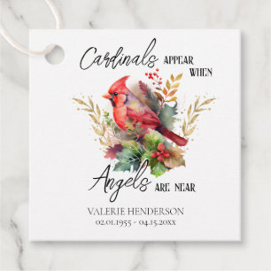 Kardinaal Memorial Favor Tags Bedankjes Labels