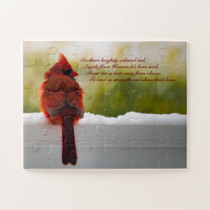 Kardinaal met bezoekers uit de hemel, 14x11 eenvou legpuzzel