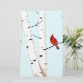 Kardinaal met Birch Trees Briefpapier (Staand voorkant)