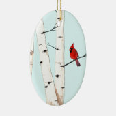 Kardinaal met Birch Trees Keramisch Ornament (Rechts)