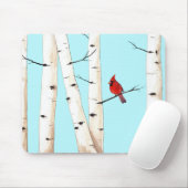 Kardinaal met Birch Trees Muismat (Met muis)