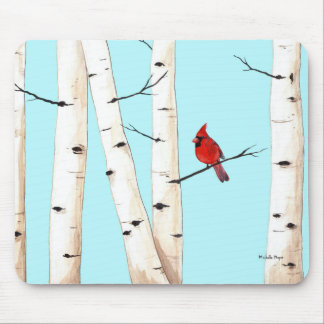 Kardinaal met Birch Trees Muismat