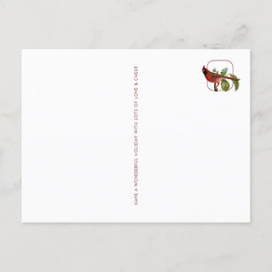 Kardinaal met kerst met bessen en vogel briefkaart