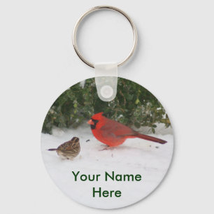Kardinaal met Sparrow Sleutelhanger