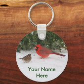 Kardinaal met Sparrow Sleutelhanger (Voorkant)