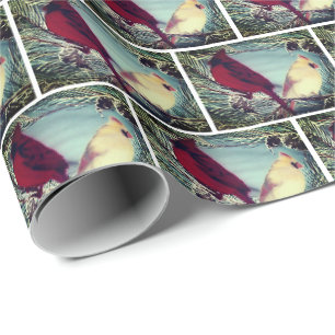 Kardinaal Noordelijk Rode Vogelpaar Cadeaupapier