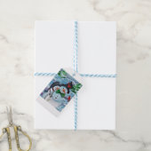 Kardinaal op bezoek bij Snowmen Cadeaulabel (Met Touw)